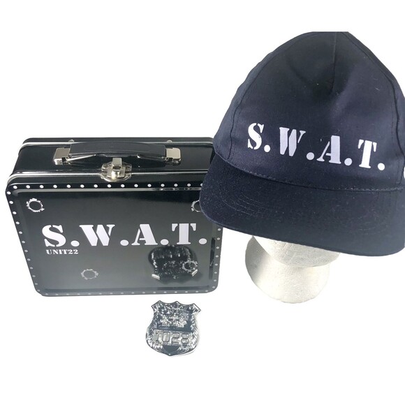 S.W.A.T. Unit 22 Retro  Black Metal Lunchbox  + Bonus  S.W.A.T. Cap & Badge - Picture 1 of 7